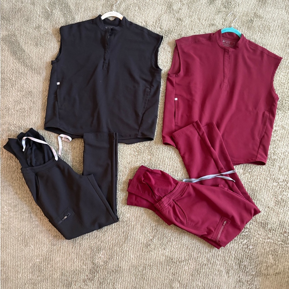 Figs Burgundy and Black Maternity set